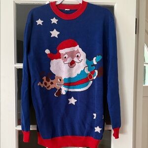 Festive Blue Santa Sweater-vintage